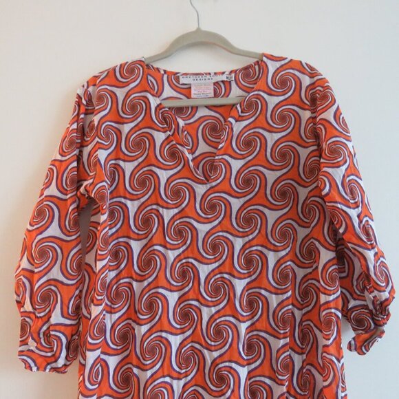 GRETCHEN SCOTT DESIGNS Abstract Geometric Retro Cotton Long Tunic Top - Size M - Picture 3 of 15